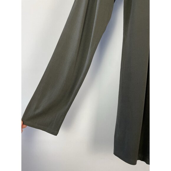 Eileen Fisher Green Stretch Silk Jersey Scoop Neck Long Sleeve Basic Top Size PL - Picture 2 of 6